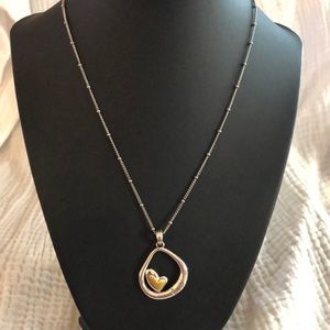 “BRIGHTON” REVERSIBLE “ARTISTE LOVE” SILVER PLATED CRYSTAL HEART PENDANT EUC!!